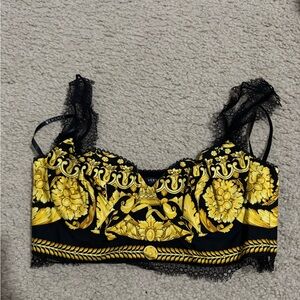 Versace Black and Gold Baroque Crop Top 40